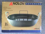 ANOLON Advanced Rectangular Hard Anodized NonStick Contoured Roaster 16 Inch NEW