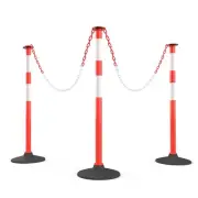 3 Pack Traffic Delineator Post with Weighted Rubber Base, Portable Orange Saf...