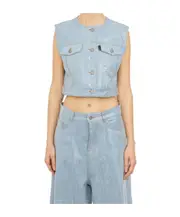 Button vest S Blue