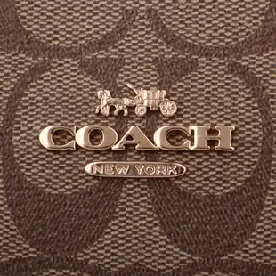 COACH - 防刮LOGO金馬車中拉鍊層托特包(深卡其X黑)大