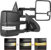 Compatible For Towing Mirror Compatible With 2014 2015 2016 2017 2018 Silverado 1500 2500 3500 Avalanche Tahoe SuburbanTurn Signal Light(Chrome-Switchback)