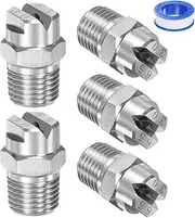 uxcell 5-Pack Flat Fan Spray Tip, 65 Degree 1/4BSPT Male Stainless Steel Pressure Washer Nozzles Cleaner Nozzle Replacement W Sealing Tape for Water Guns (3.6mm Orifice)