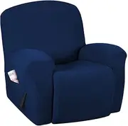 [Smarcute] Recliner Chair Cover Rich Jacquard Stretch Sofa Cover 1-Piece Recliner Cover for Large Recliner, Sofa Cover, Furniture Protector with Elastic Bottom, Anti-Slip Foams Attached (Recliner, Navy)