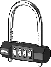 Combination Padlock, 4-Digit Combo Lock with [1.8-2.7 Inches Adjustable Shackle], Outdoor Waterproof Combination Locks, Zinc Alloy Material, Waterproof Padlock for Gym, Bicycle, etc