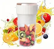 Wireless Charging 6-Blade Electric Juicer Mini Portable Blender - USB Rechargeable Personal Smoothies and Shakes - Mini Waterproof 450ml BPA-Free Cups (White)