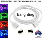 5M 4 PIN RGB LED STRIP LIGHT TO CONTROLLER EXTENSION CONNECTOR CABLE CORD LEAD