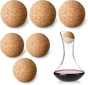 6pcs Wine Cork Balls, Wooden Cork Ball Stopper for Wine Decanter Carafe Bottle Replacement Glass Decanter Stopper, Wine Corks for Wine Bottles (2.4''+2'')