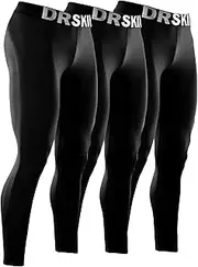 [DRSKIN] 3 or 2 Pack Men's Thermal Compression Pants Tights Fleece Lined Base Layers Underwear Sports Athletic Workout Winter