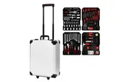 185Pcs Tool Box Trolley Set Hand Toolkit DIY Home Car Repair Rolling Auto Mechanics Household Storage Portable Aluminium Carry Case with Pliers Locks