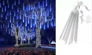 8 Tubes 20-In LED Meteor Rain Lights Blue Outdoor Home Garden Decor