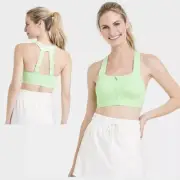 All In Motion Sculpt High Support Zip Front Sports Bra Light Green Size 38DD