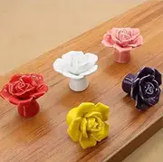 Kids Room Drawer Knob Handle Colorful Flower Style Dresser Pull Ceramic Kitchen Cabinet Handle Knob Furniture Hardware YH1580 - (Color: Mix Colors)
