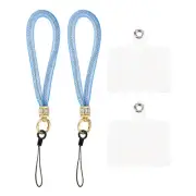 2 Pcs Phone Lanyard, Nylon Detachable Wrist Strap with Phone Patches, Blue