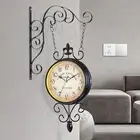Double Sided Station Clock Wall Mounted Silent Antique Garden Clock Wall Clock