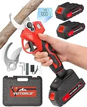 Veitorld Battery Lopper, 30 mm Garden Shears with 2 Batteries, 2000 mAh, Brushless Motor Lopper, Wireless Electric Garden Scissors with LED Cutting Counter, Reinforced Protection, Gift for Men, Women