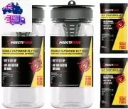 2 Pack Reusable Fly Traps Outdoor Fly Trap with 2 Fly Trap Refill - Fly Bait Fly