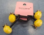 Retro Bobble Hair Ties - Yellow Pineapple