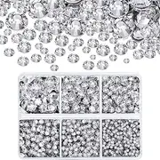 4000 Pieces Hotfix Rhinestones Crystals AB Clear Crystal Rhinestones Flatback Gems Round Crystal Rhinestones Bulk for Crafts Clothing Dance Costumes(Clear Color)