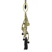 Hanging in Elegance Hamsa Hand Black Tassel Genuine Leather Necklace