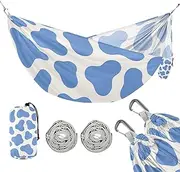 Cow Print Blue 330lb Capacity Outdoor Hammocks with Tree Straps Cloth Hammock for Camping & Hiking Essential amacas para patios con Base de adultos