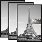 16X24 Picture Frame Black 3 Pack, Scratch-Proof Poster Frames 16 X 24 for Photo
