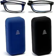 Folding Reading Glasses Compact Portable Readers For Men Women 2 Pairs in Case