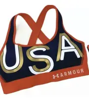 Under Armour Size X-Small USA MidImpact Crossback American Sports Bra 1355615