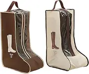 [ZAMXHUG] 2pcs Boot Storage Bag with Handle - Portable Boot Bag with Handle Dustproof and Waterproof Boots Garage Travel Shoe Bag Shoes Bag for Home, Travel, Beige/Brown