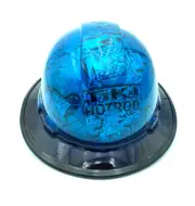 Bad Ass Wide Brim Hard Hat Hydro dipped in MH Candy Blue Tiki Hotrod w/BrimGuard