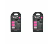 2PK Core 3.5mm Jack Earphones/Earbuds In-Ear Wired w/ Built-In Mic 1.2m Black