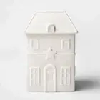 House Figural Cookie Jar White Glazed Earthenware Building- Threshold (Large) 9"