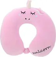 EXQUIMEUBLE Travel Neck Pillow Comfortable Shaped Unicorn Memory Support for Car Airplane Napping Lightweight Portable Neck Cushion for Office Use