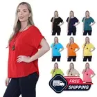Womens Italian Short Sleeve Top Plain Cotton T-Shirt With Necklace UK 8-26