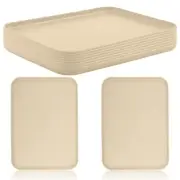 Fast Food Serving Tray, 10 Pack Wheat Straw Cafeteria Tray, Non-Slip Rectangu...