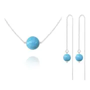 Turquoise Pearl Silver Jewellery Set