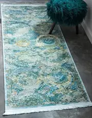 Baracoa Collection Area Rug - Coppelia (2' x 8' Runner, Light Blue/ Blue)