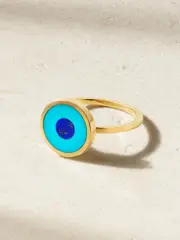 [Jennifer Meyer] Jennifer Meyer - Evil Eye 18-karat Gold, Turquoise And Lapis Lazuli Ring - 5 5 Gold