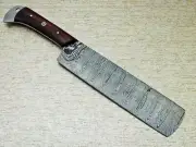 High Quality Hand forged Damascus Steel cleaver knife with leather sheath