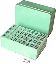 Mahjong Tiles 20mm Chinese Mahjong Sets Portable Mini Mahjong Set 144 Tiles Travel Mahjong with Iron Box Indoor Entertainment Game Set Travel Toy Chinese Mahjong