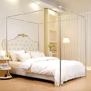 Mosqutent Stainless Steel Canopy Bed Frame Queen Size, Bed Post Poles Bed Canopy Frame, Thicken Bed Frame Bracket for Metal Bed Wood Bed Mosquito Curtains Bedroom Decor