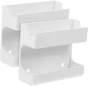 Hoement 2pcs Wall Mounted Remote Holder Adhesive Phone Charging Brackets for Home Storage Punch Design Sturdy and Practical Organizers for Tv and Air Conditioning Remotes