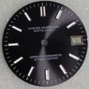 Green Lume Watch Dial with Silver Trim Black Background for NH35 Movement Dateju