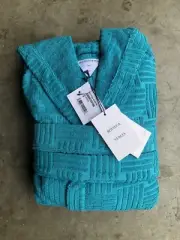NWT Bottega Veneta Intreciatto French Terry Pool Bath Robe sz Medium Teal