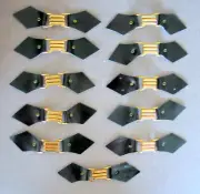 Lot of 11 VTG blue Leather tabs gold Buckles Clasps Clips locking fasteners, NEW