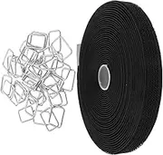 ETHZZLE 1 Set Adjustable Hook and Loop Straps with Buckles Durable Nylon Fastening Tape for Cable Management for Home and Office Organization Clips Included
