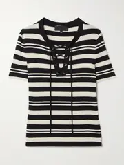 [Nili Lotan] Nili Lotan - Oaklynn Striped Silk-jersey Top - Black - small small Black