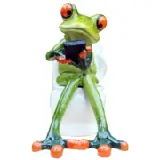 Funny Toilet for Frog Statue Indoor Outdoor Sculpture Figurines Home Bathroom De