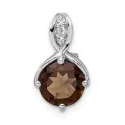 SS RH-plated Circle 1.86t.w. Smoky Quartz/White Topaz Pendant