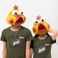 在飛比找樂天市場購物網優惠-萬聖節 鸚鵡小黃雞鳥頭套面具動漫卡通紙模型搞怪惡搞搞笑沙雕道
