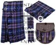 Scottish Men's Traditional Pride of Scotland tartan 8 yard Kilt with Accessories